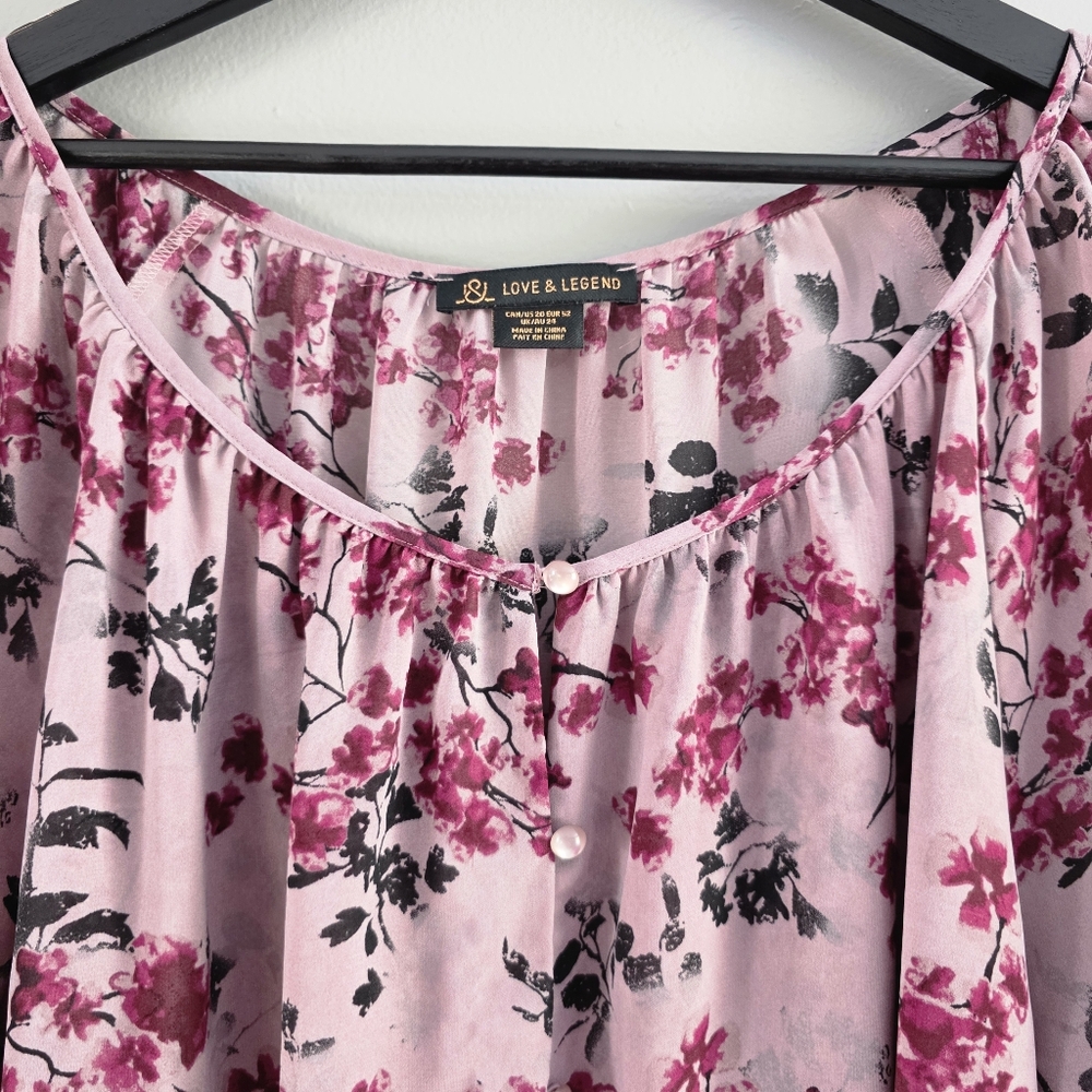 Love & Legend Pink Floral Chiffon Blouse - Picture 8 of 16
